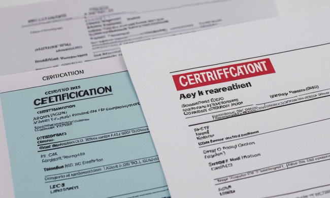 Un gráfico de comparación muestra las diferencias clave entre los documentos de certificación para las certificaciones de empleo y empleo.